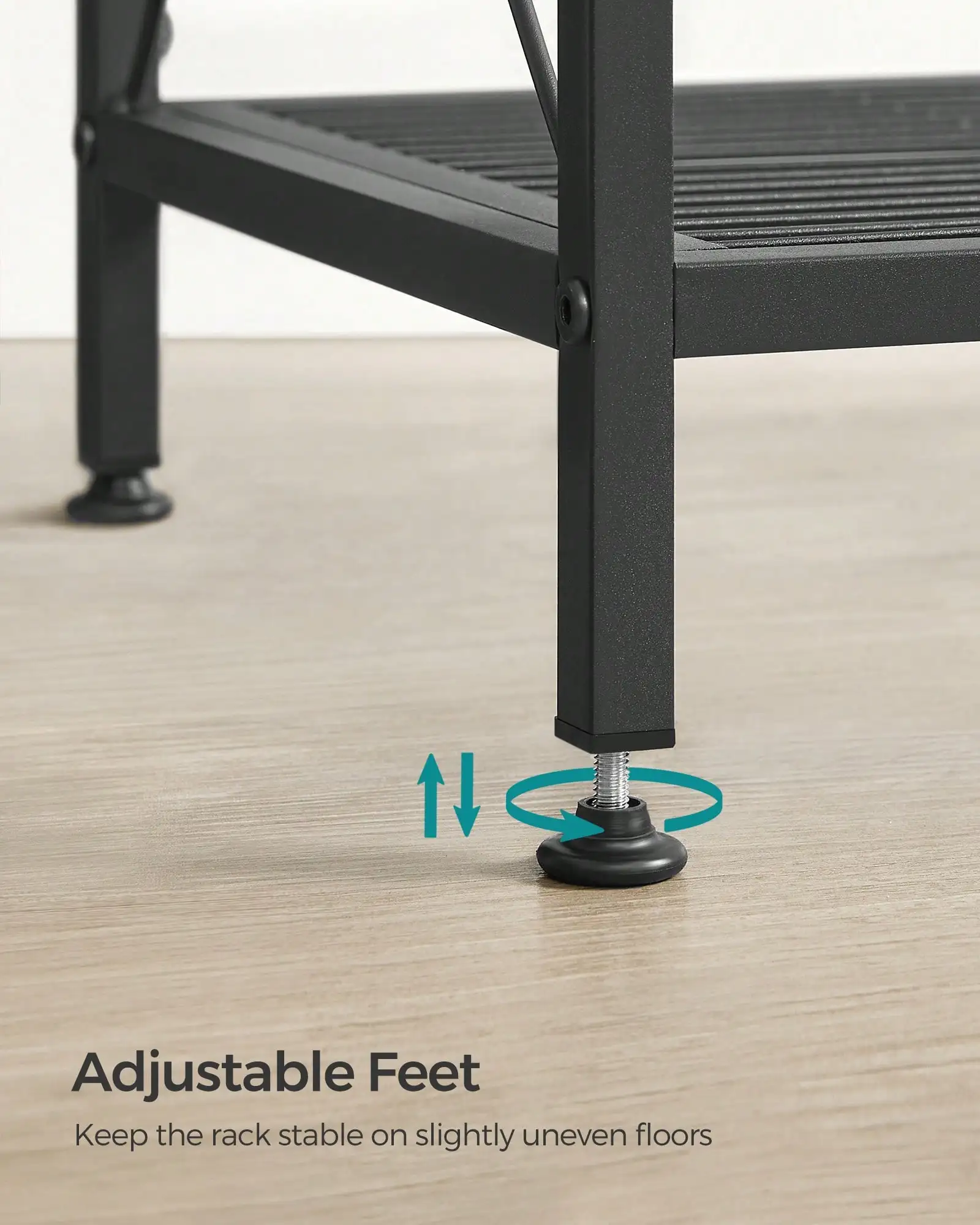 أرفف تخزين معدنية مكونة من 5 طبقات، وتنظيم المطبخ ورف التخزين، ومنظم الرف، وشبكة كثيفة