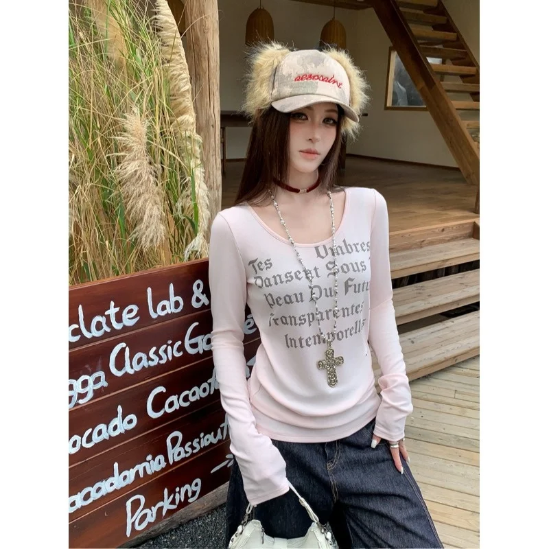 Fashionable Comfortable Long Sleeve T-Shirt Slimming Base Layer Top Elegant New Arrival Women's Wear City Walk Commute Home