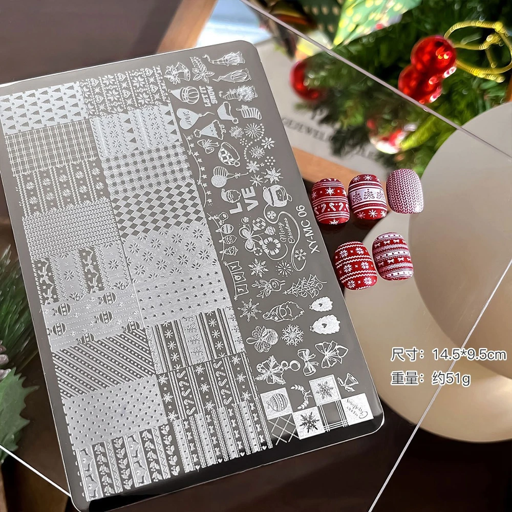Nail Art Christmas Stamping Plates Leopard Print Flower Lace Pattern Printing Geometry Template Stencils DIY Manicure Tools
