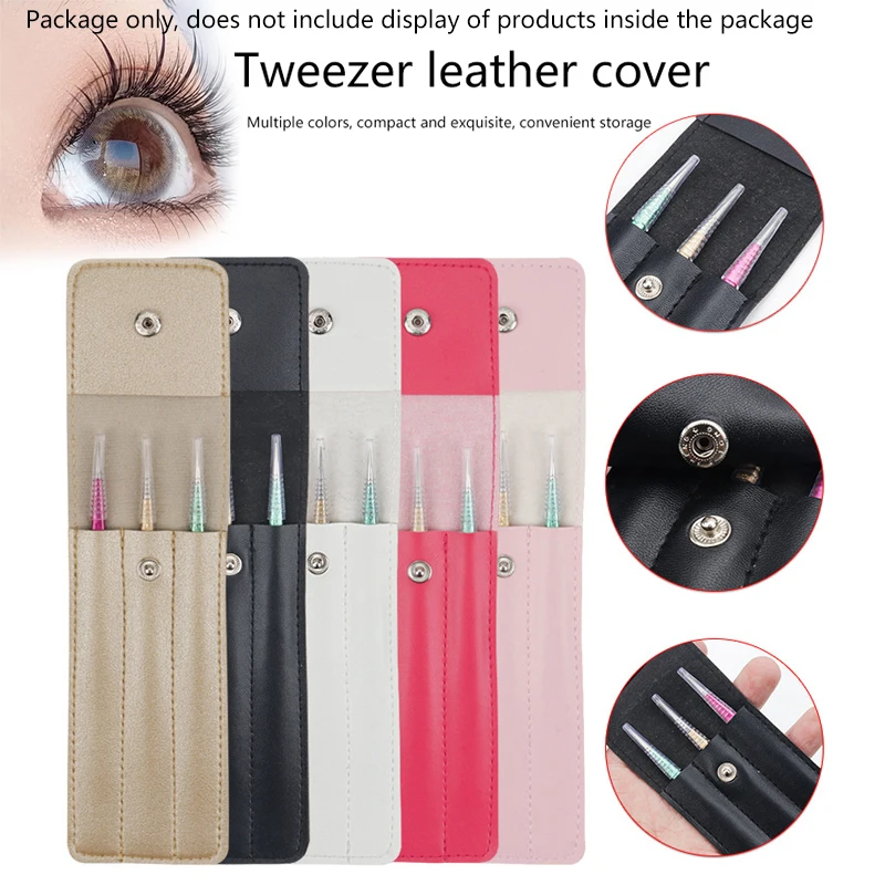 1pcs Eyebrow Clip Holder Storage Bag Collection Case Lash Tweezers Leather Cover Eyelash Extension Supplies Makeup Tools