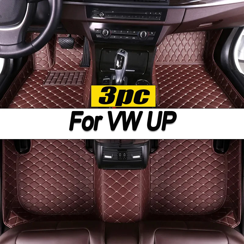 Custom Automotive Car Floor Mats For VW UP 2014 2015 2016 2017 Auto Luxury Leather Men Women Car Mats Full Coverage