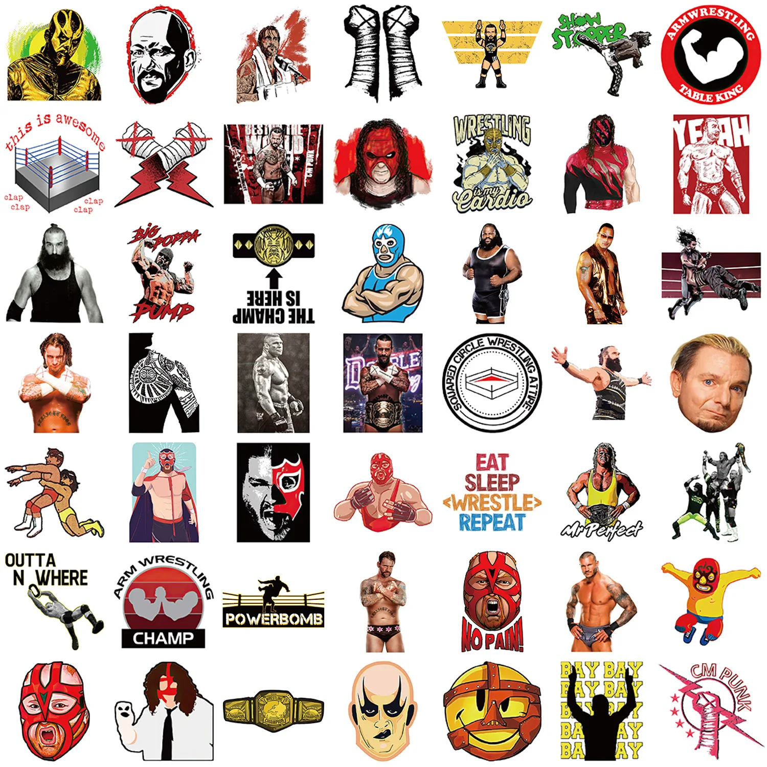 10/30/50 قطعة المصارعة الأمريكية الإبداعية ملصق لحقيبة التزلج المحمول الأمتعة الهاتف التصميم DIY بها بنفسك ملصق Pegatina