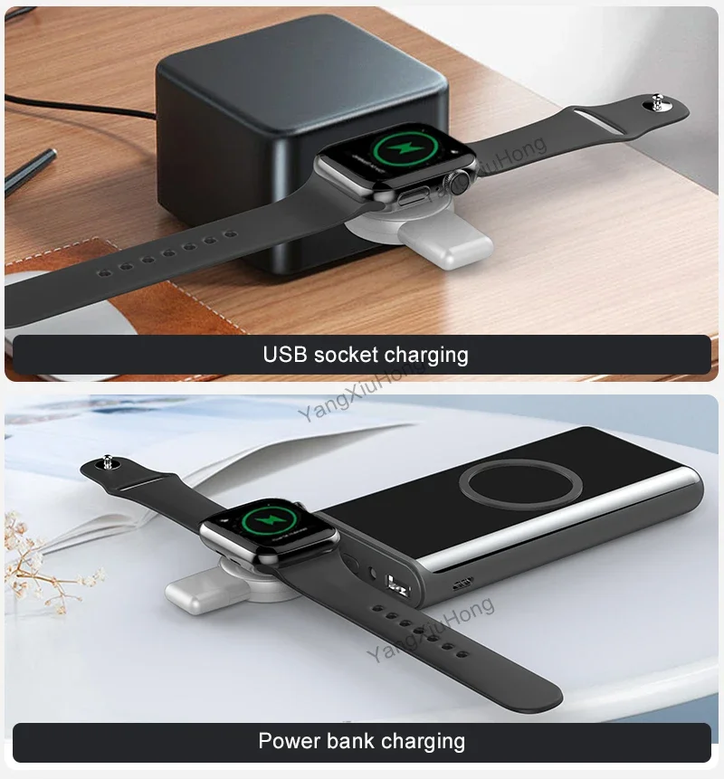 Magnetic Wireless Charger for Samsung Galaxy Watch 6 5 4 3 Pro USB A Type C Port Portable Fast Charger for Apple Watch 9 8 7 6 5