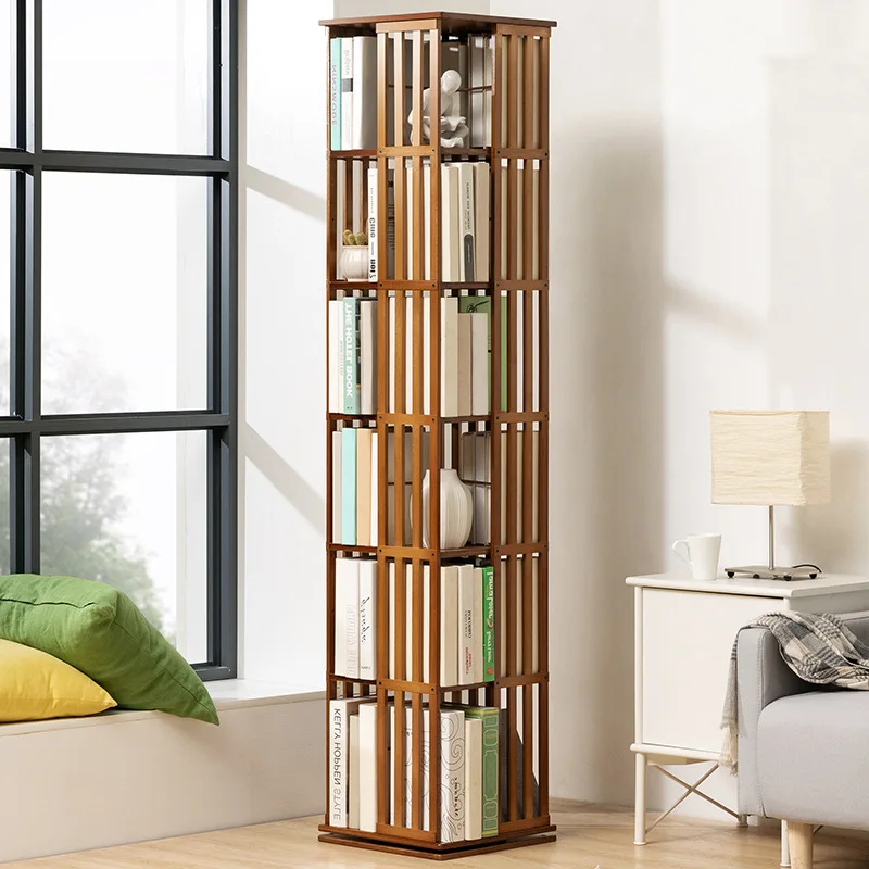 Bamboom Opbergplank Boekenkast Woonkamer Draaibaar Prentenboeken Organisator Vloerstaand Displayrek