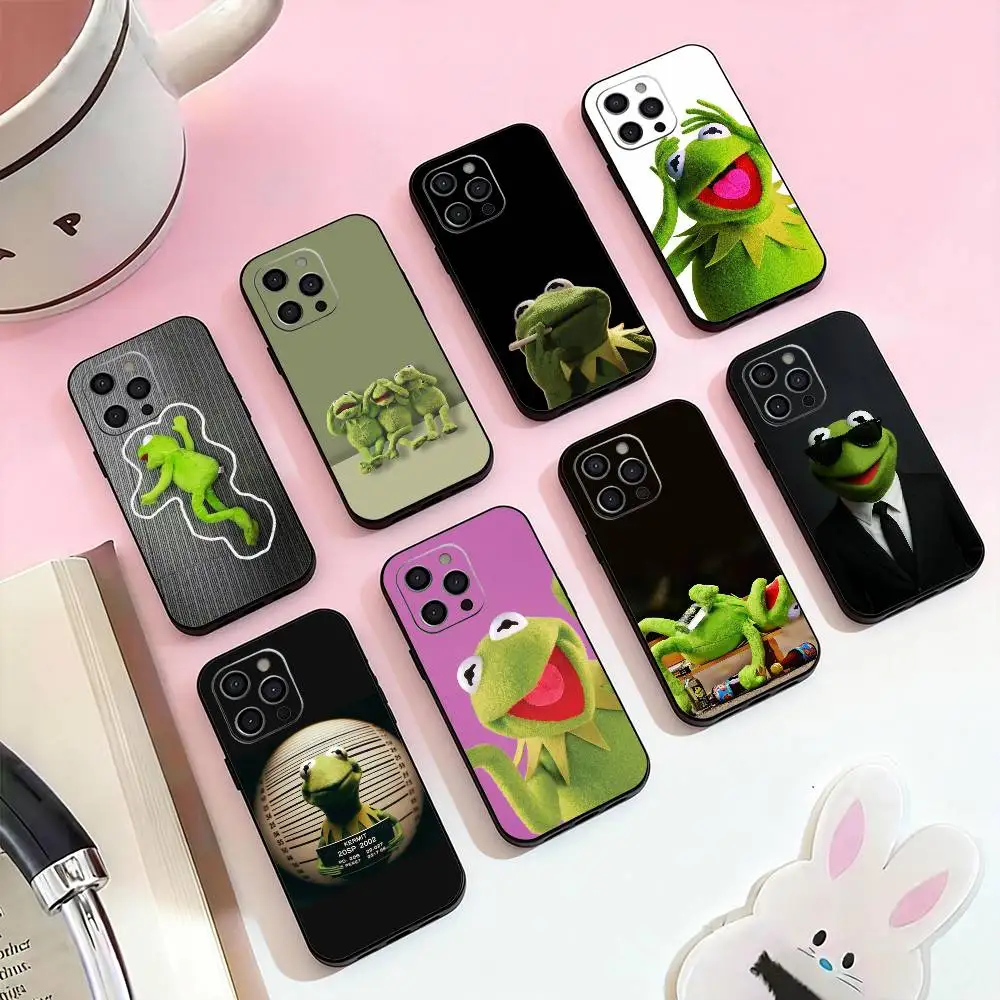 

Funny kermit the frog Phone Case For iPhone 17,16,15,14,13,12,11 Plus,Pro Max,Soft Silicone Black Cover
