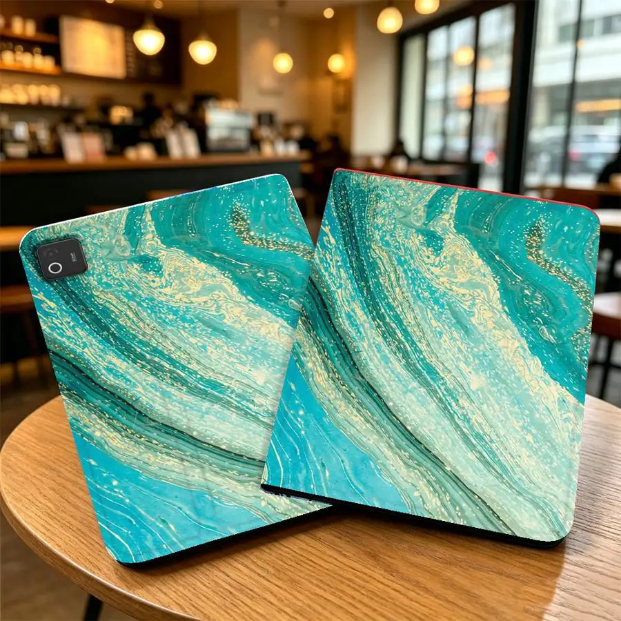 with Pencil Slot Case for Xiaomi Pad 6s Pro 7 Ultra Redmi Pad SE K Pad 8.8 9.7 12.4 Inch Pad 5 6 7 8 Pro Green Marble