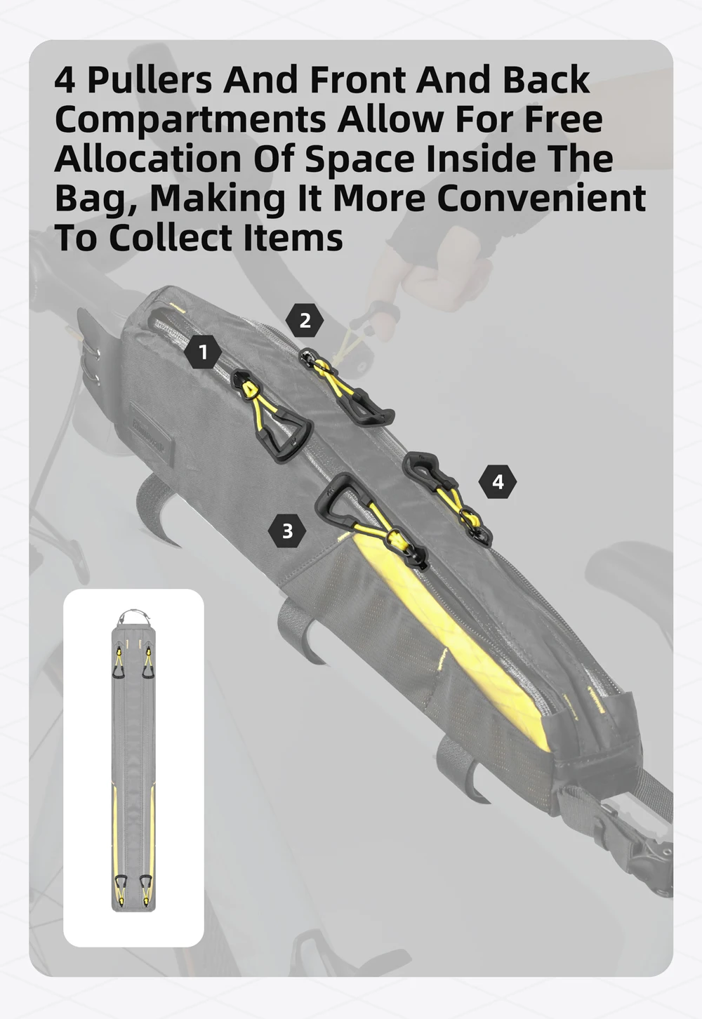 Rhinowalk Fahrrad-Frontrahmentasche, 1,2 l/2,1 l, wasserabweisende Fahrradaufbewahrung, Gepäckverpackung für MTB und Road Fit, größere Rahmenlänge – Detail 29