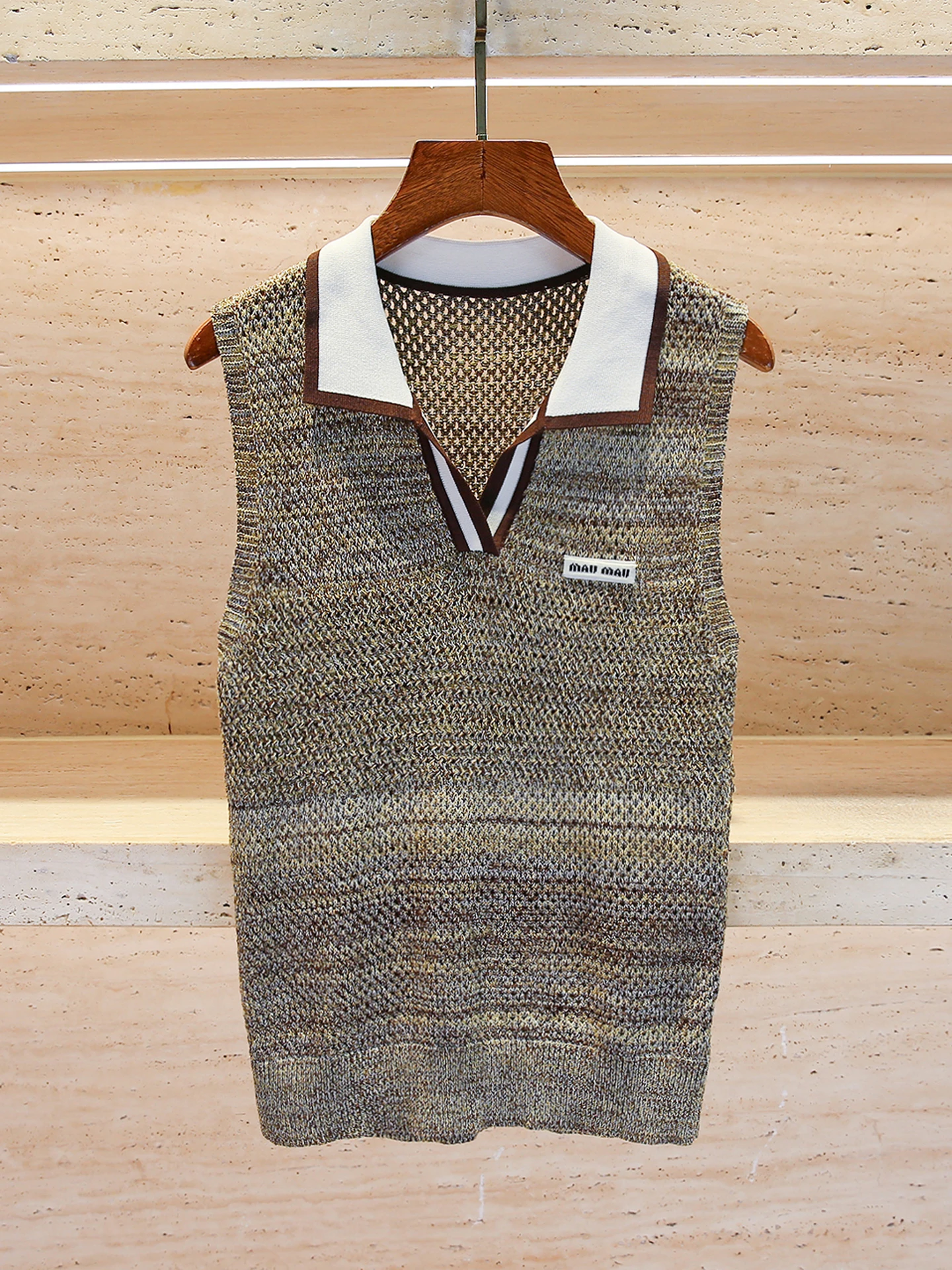 Ceco de Punto de Alta Gama para Mujer, Diseño con Cuello, Colección Otoño, Ajuste Cómodo, Estilo Casual sin Mangas para el...