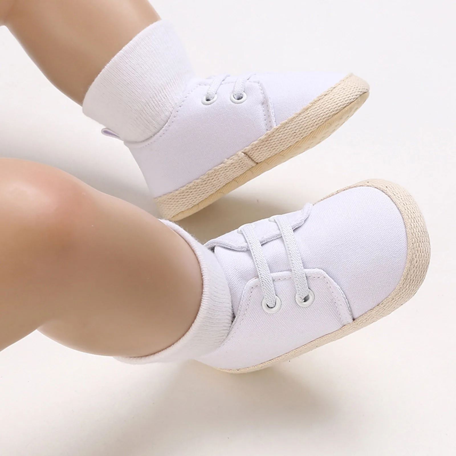 Solid White Baby Shoes Newborn Infants Boys Girls Toddler Shoes Autumn Casual Shoes Light Flat Sole Comfortable First Walkers