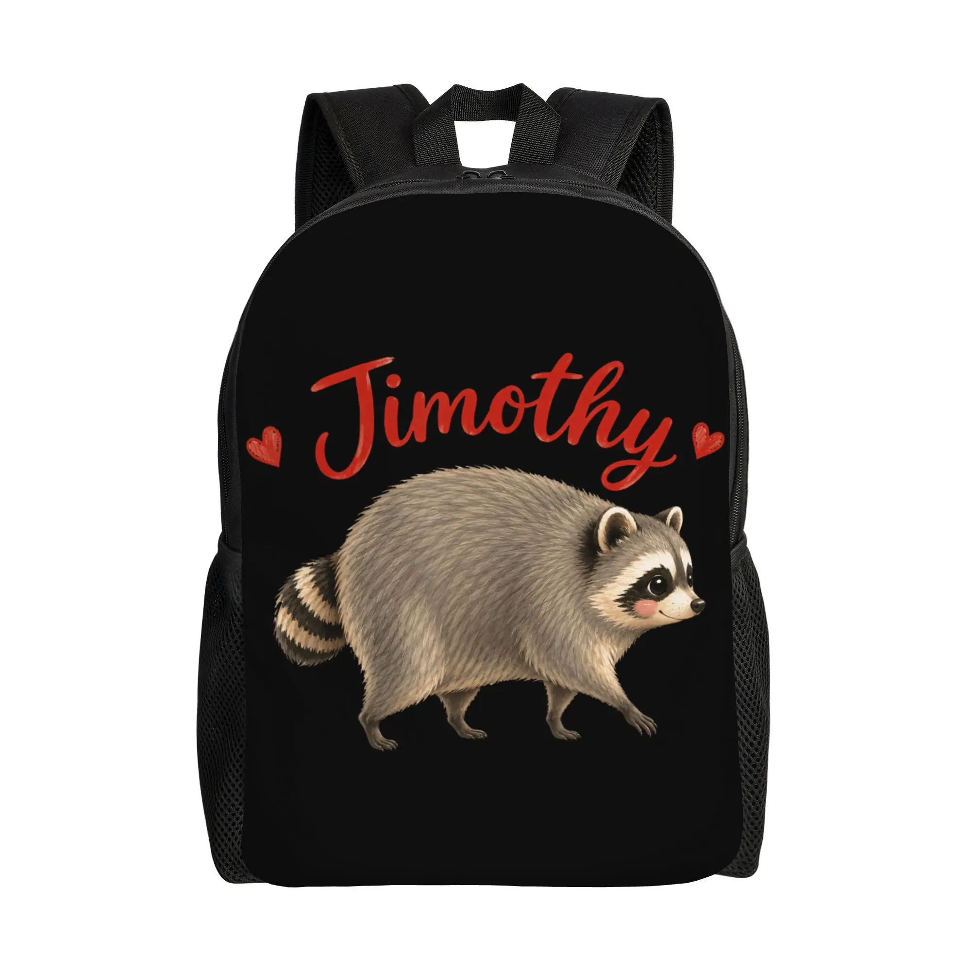 Cute Raccoon Meme Team Jimothy Backpack  Sport Backpacks Men Colorful Pattern High School Bags Casual Rucksack