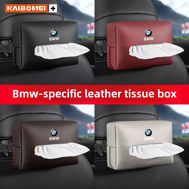 Car Tissue Box Leather Holder For BMW Emblem E30 E36 E38 E39 E46 E60 E61 E70 X1 X3 X4 X5 X6 Seat Back Tissue Case