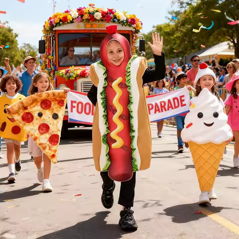Kids Hot Dog Costume Dress up Funny Outfit Food Cosplay for Boys and Girls Stage Performance