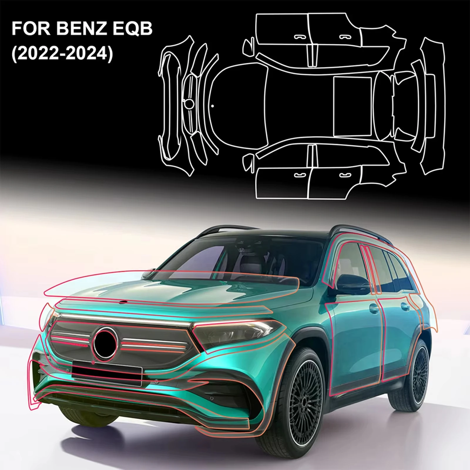 

For Mercedes-Benz EQB 2022-2024 TPU Paint Protection Film Self-Healing Clear Bra Pre-cut PPF Kit Car Body Anti-Scratch Resistant