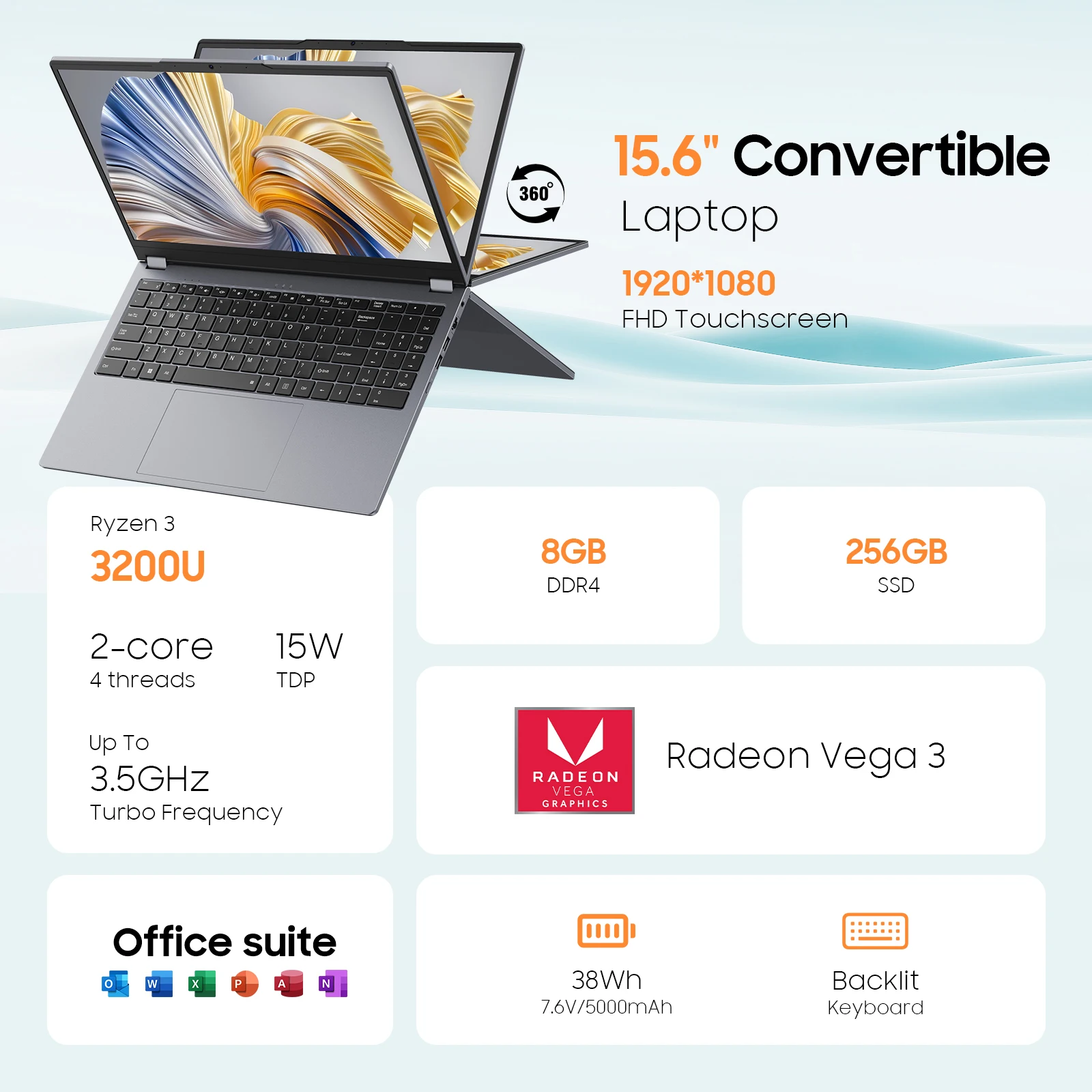 2 in 1 Laptop Computer,15.6