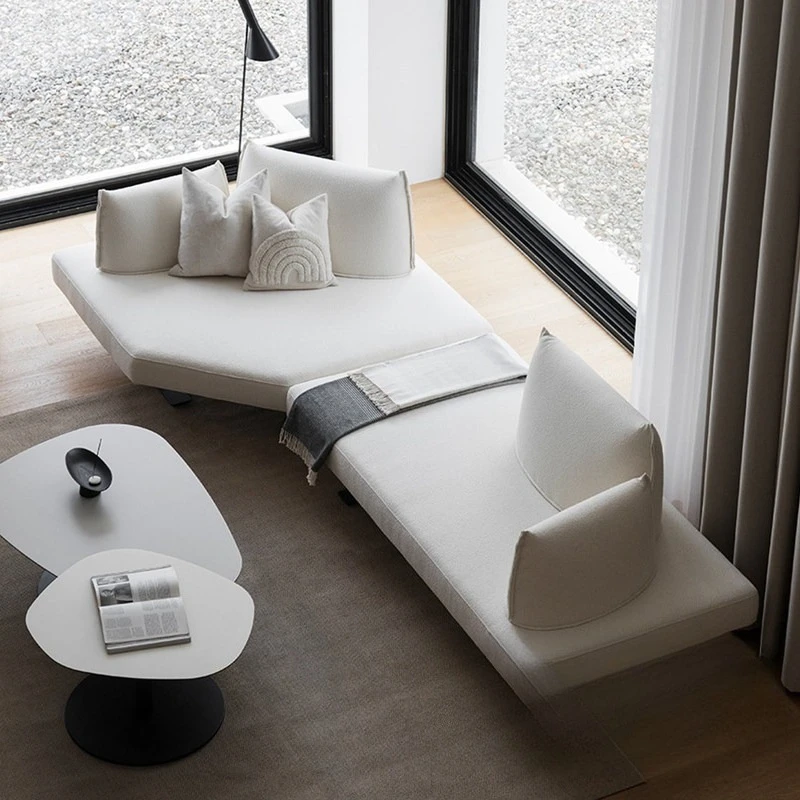 Double-sided seating living room removable backrest diagonal cotton and linen fabric sofa advanced sense