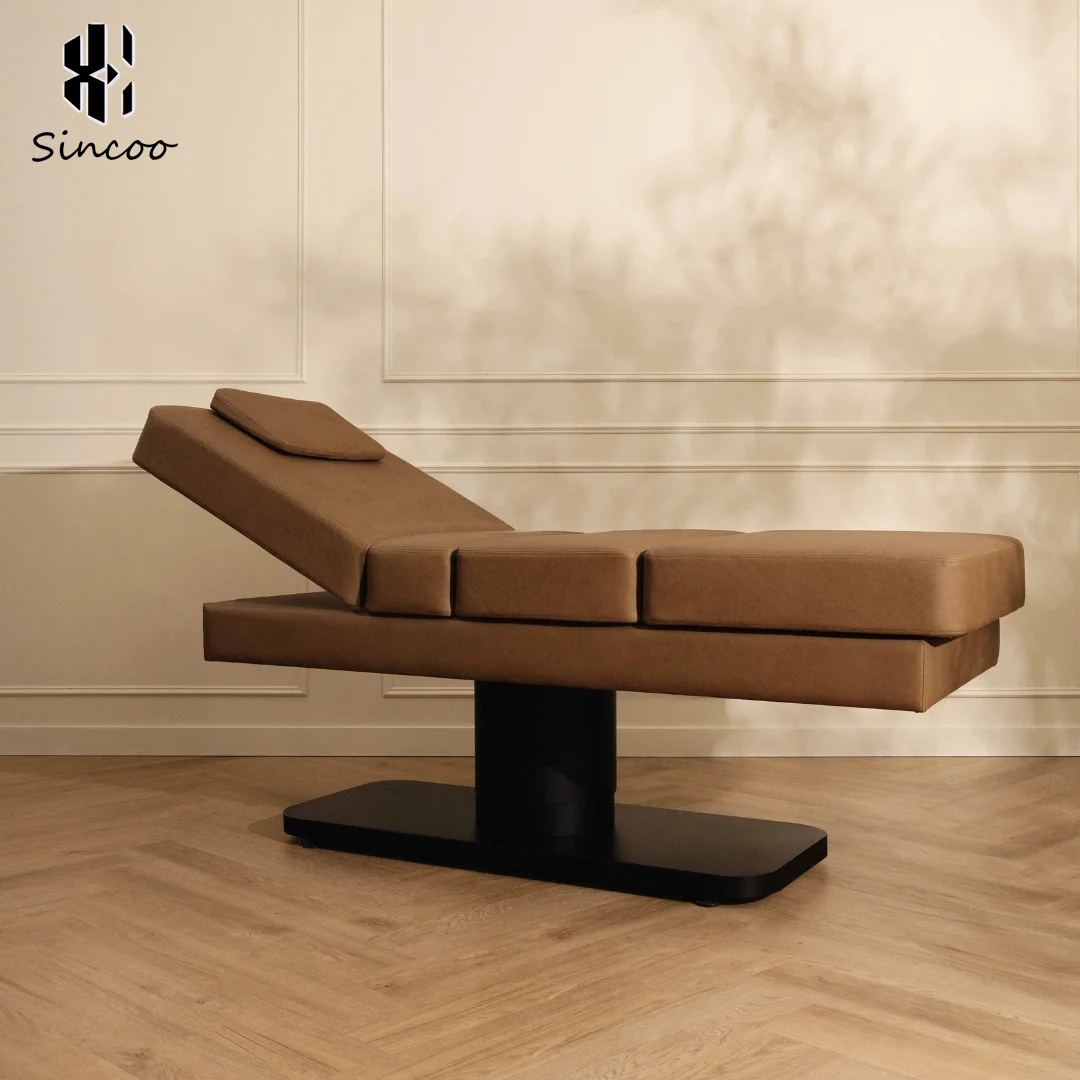 Wholesale Low Price New Beauty Salon Electric Facial Massage Luxury Adjustable Height Electric Brown Massage Facial Bed