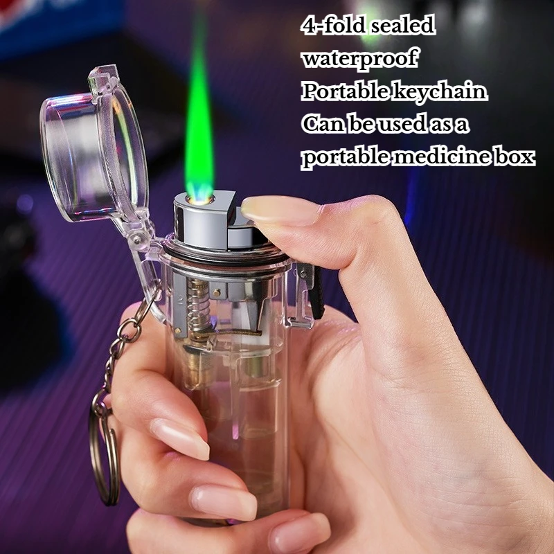 

A Blue Flame Lighter That Is Not Afraid of Wind and Rain with One Machine and Five Uses Creative Transparent Smoking Accessories