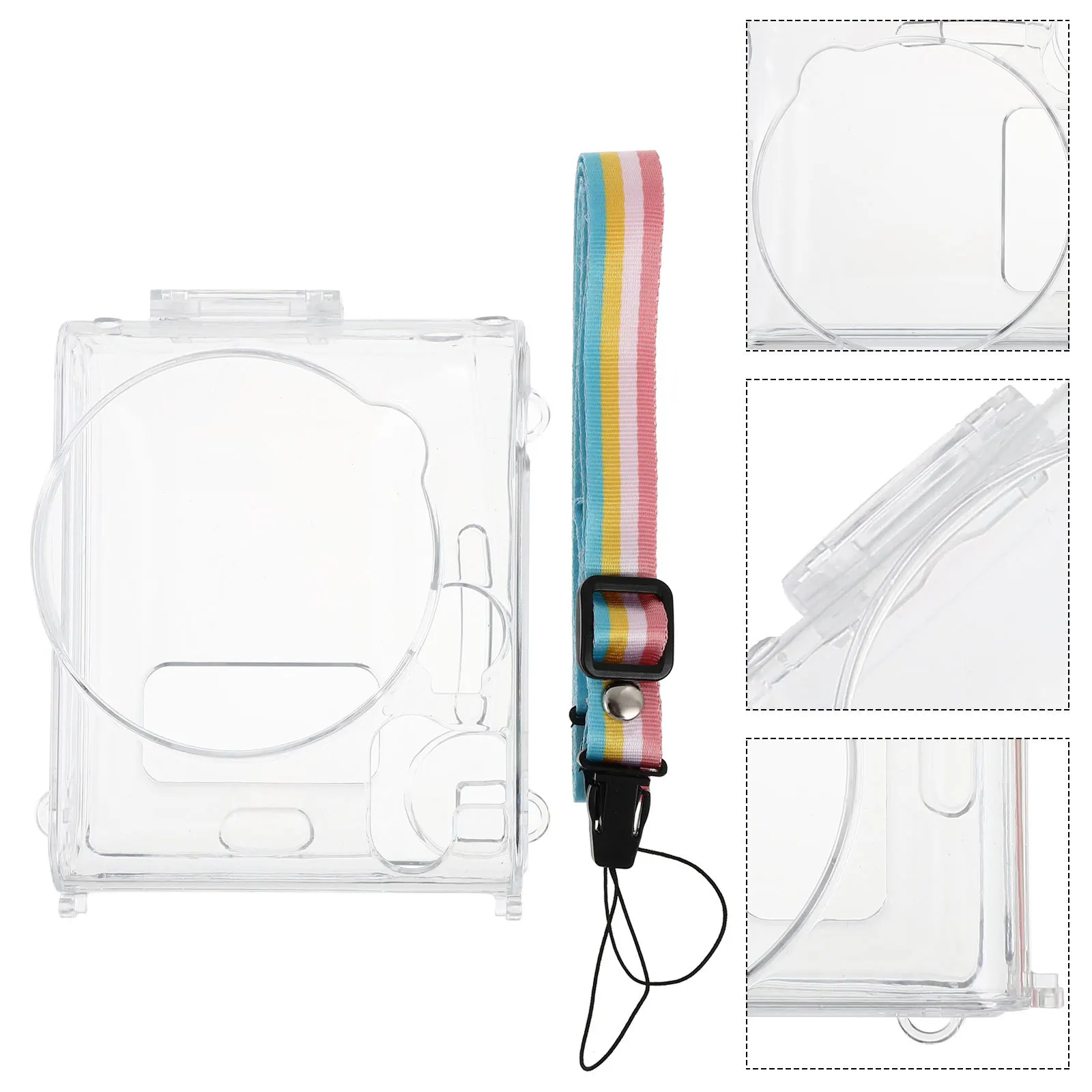 

1pc Acrylic Camera Case Transparent Full Protection Cover For Mini 90 Scratch Dust Proof Lanyard Compatible Practical Protective