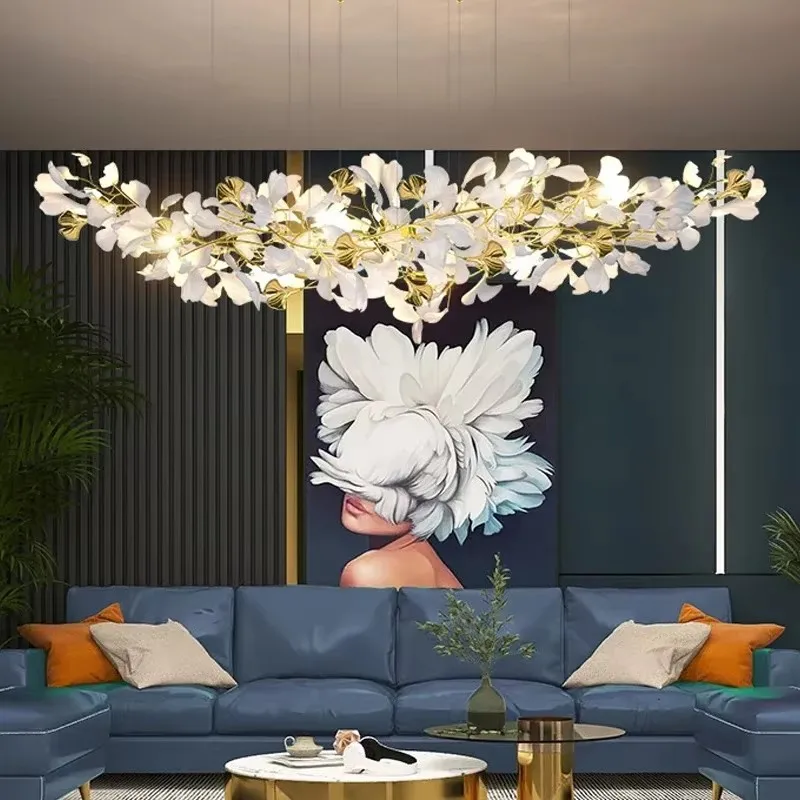 

Ginkgo Leaf Pendant Lamp Restaurant Lamp Duplex Villa Light Luxury Living Room Nordic Creative Personality Art Pendant Lamp