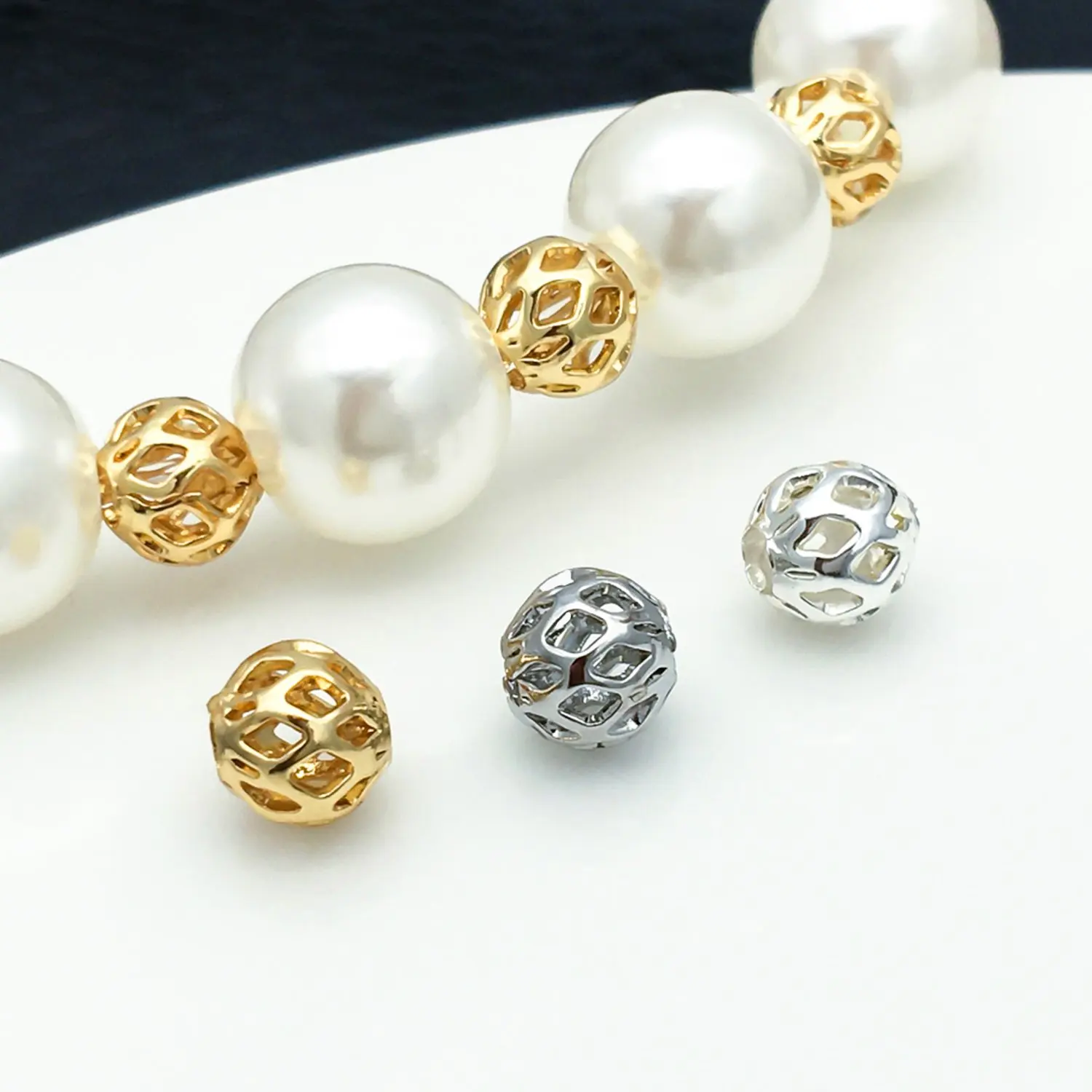 20pcs 4/5/6mm Brass Round Hollow Spacer Beads 18K Gold Plated Separator Beads Bracelet Beads High Quality DIY Jewelry Accessorie image 5