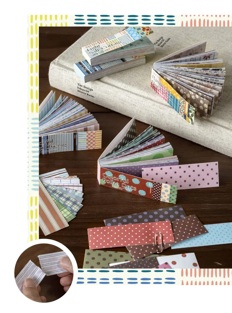 50 Blatt Vintage Washi-Papier-Stickerbuch, Grundfarben-Gittermuster, Scrapbooking, Junk Journal, Deko-Sticker – Detail 9