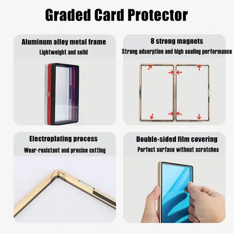 Skyddshållare för samlarkort i flerfärgad tonad färg i aluminiumlegering, metallfodral för 35PT PSA CGC-graderade kort 10 best sales PSA-kortfodral - №3