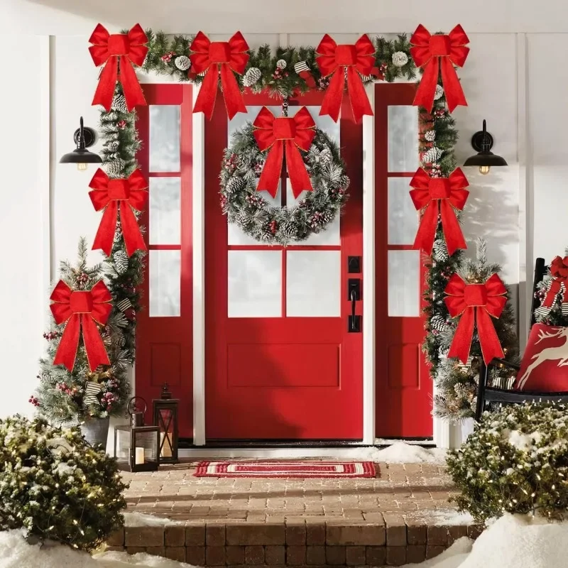 عيد الميلاد Bowknots كبيرة لطيف كبير التألق الأحمر الانحناء شجرة عيد الميلاد الديكور الحرفية لوازم شجرة الديكور القوس الحلي #5