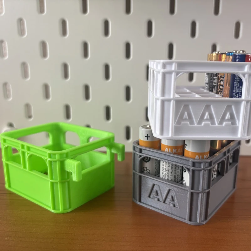 3d impresso skadis pegboard rack de armazenamento de parede tipo gancho caixa de armazenamento de bateria diy caixa de cerveja aa & aaa & 9v & 18650 bateria cesta de armazenamento caixa de armazenamento