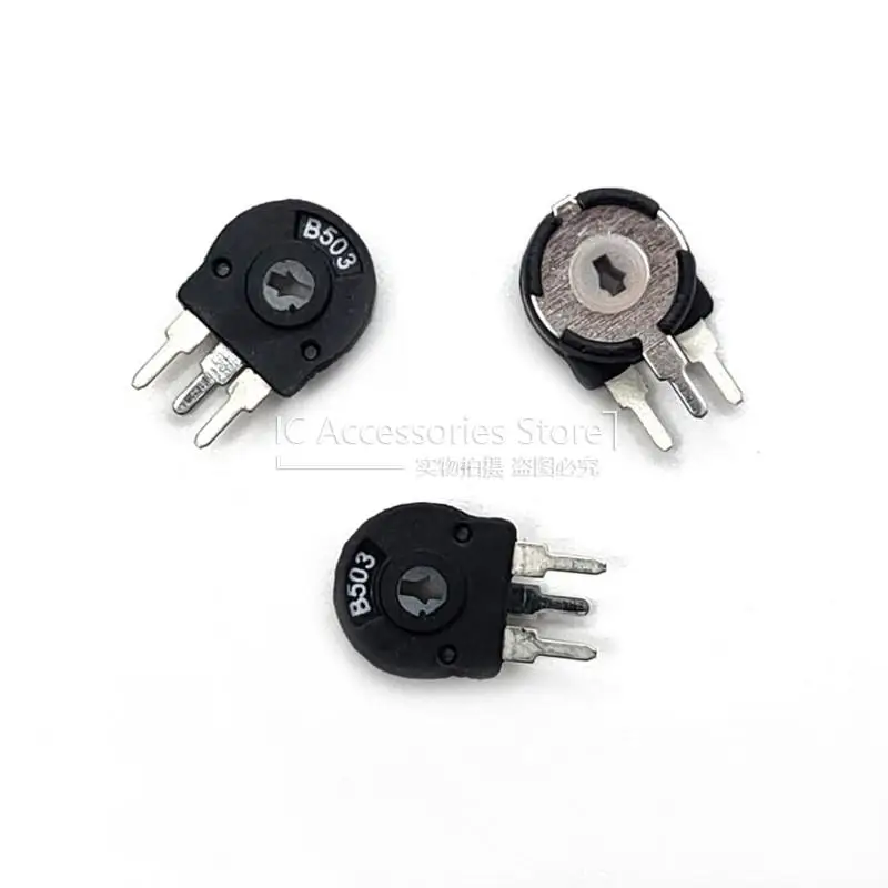 10PCS PT10 Precision Adjustable Potentiometer B503 B50K Vertical Arrow Hole Diameter 10MM 3Pin