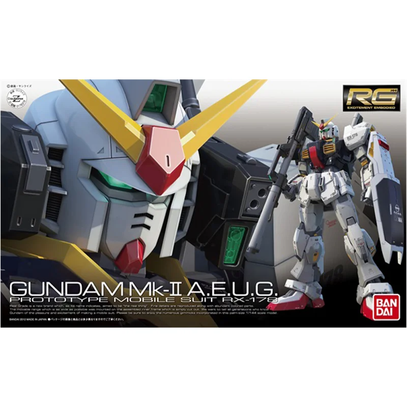 Bandai Original GUNDAM Anime Model RG 1/144 GUNDAM MK-2 A.E.U.G. Action Figure Toys Collectible Model Ornaments Gifts For Kids