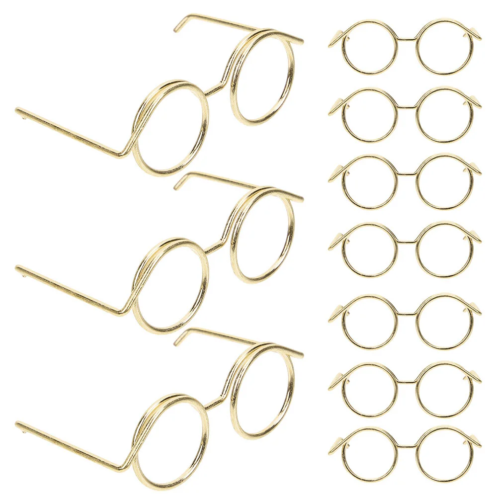 10 Uds. De gafas Mini para muñecas, espejo de sol, accesorios para gafas de moda, adornos decorativos, gafas de sol de Metal para bebé