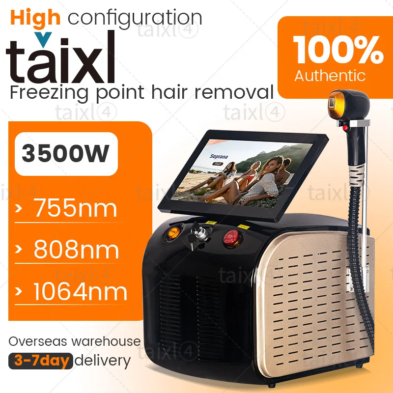 

Professional Diode Ice Titanium Laser Body Hair Removal Machine Portable 808 755 Alexandrite Device 3 waves IPL Permanent