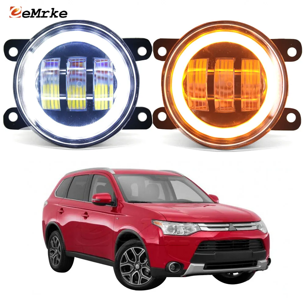 Led Low Beam Fog Lights Assembly PTF Lens For Mitsubishi Outlander III 2012 2013 2014 LED Turn Siganl Light Angel Eye Ring Halo