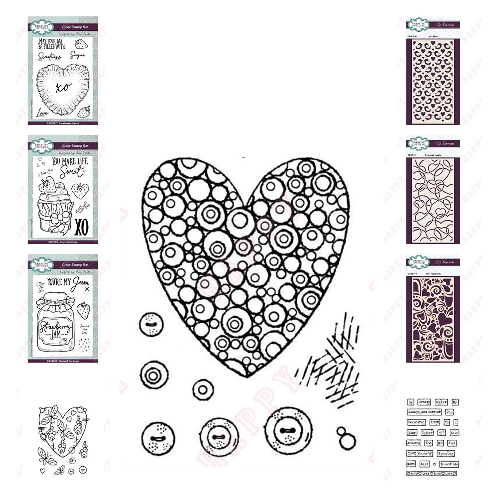 

New Metal Cutting Dies Silicone Stamps Love Birds Butterfly Bubble Sweetness Cupcake Kisses Swirling Hearts Layering Stencil Set