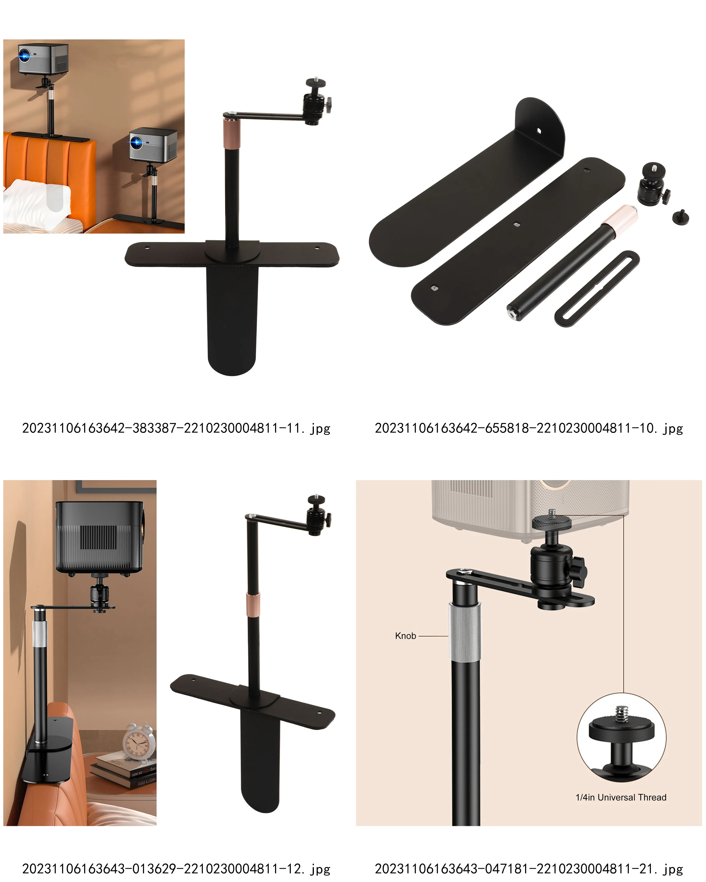 

Adjustable Projector Stand Projector Stand 24‑40CM Adjustable Angle Projector Mount Holder 1/4in Thread for Sofa Bedside