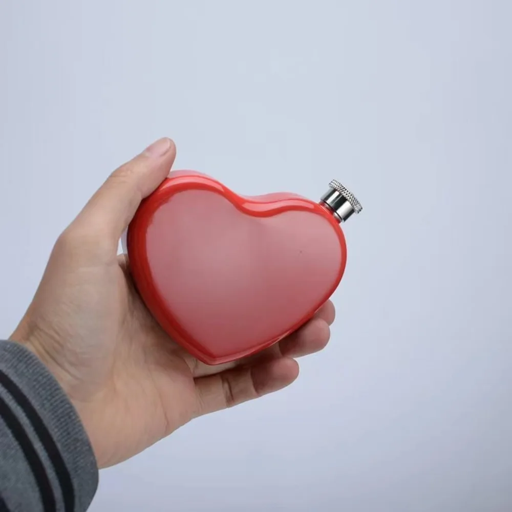جديد مصغرة في الهواء الطلق قارورة الورك الفودكا على شكل قلب زجاجة ماء الفولاذ المقاوم للصدأ وعاء النبيذ المحمولة