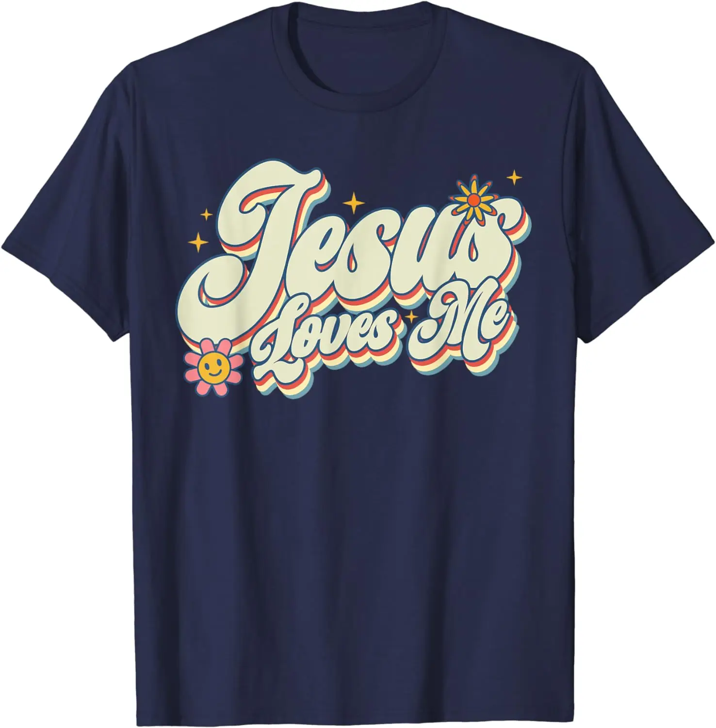 Christian Retro Jesus Loves Me Religious Faith God 70s T-Shirt