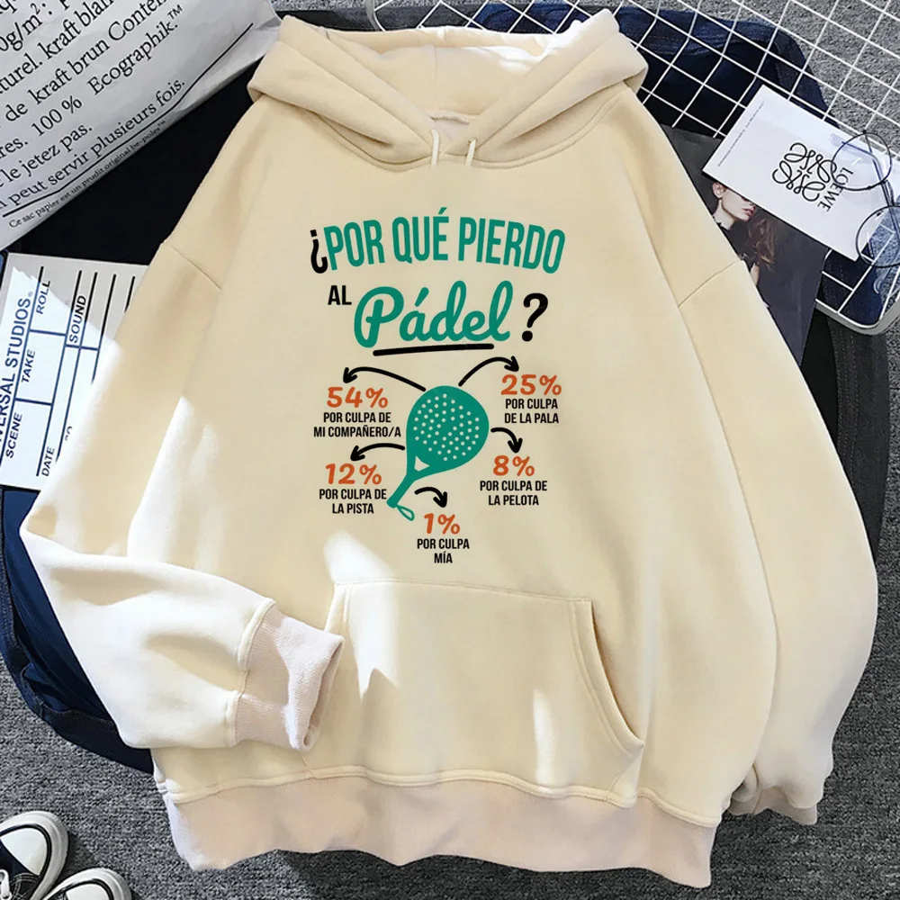 Padel hoodie modern style funny youthful elegant female pullover hoddie patterned Japanese patterned Y2K