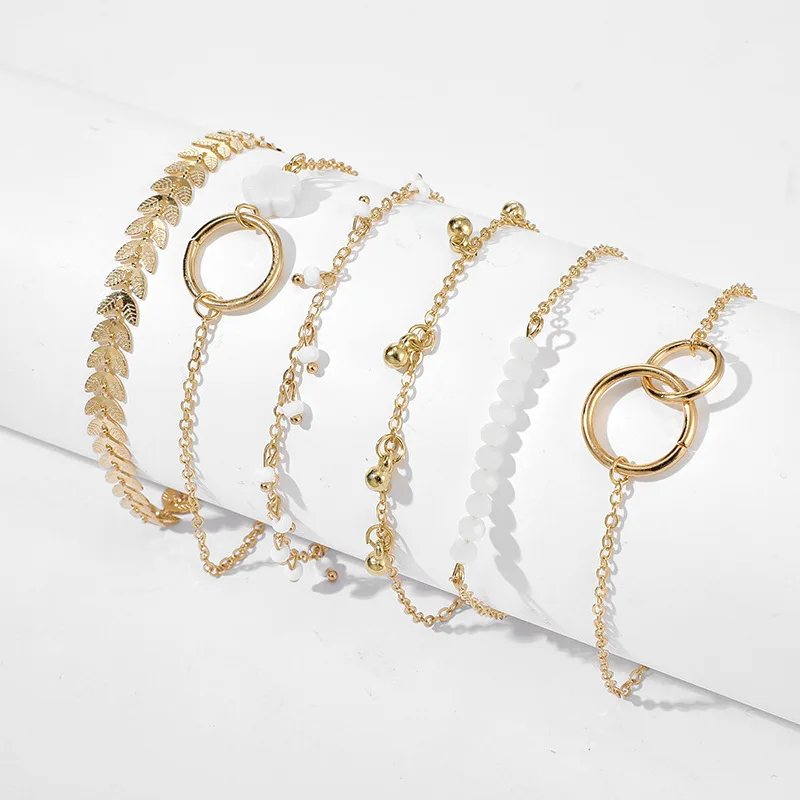 Trendy 6-Piece Stackable Bracelet Set with Adjustable Geometric & Tassel Design - Perfect for Everyday & Special Occasions