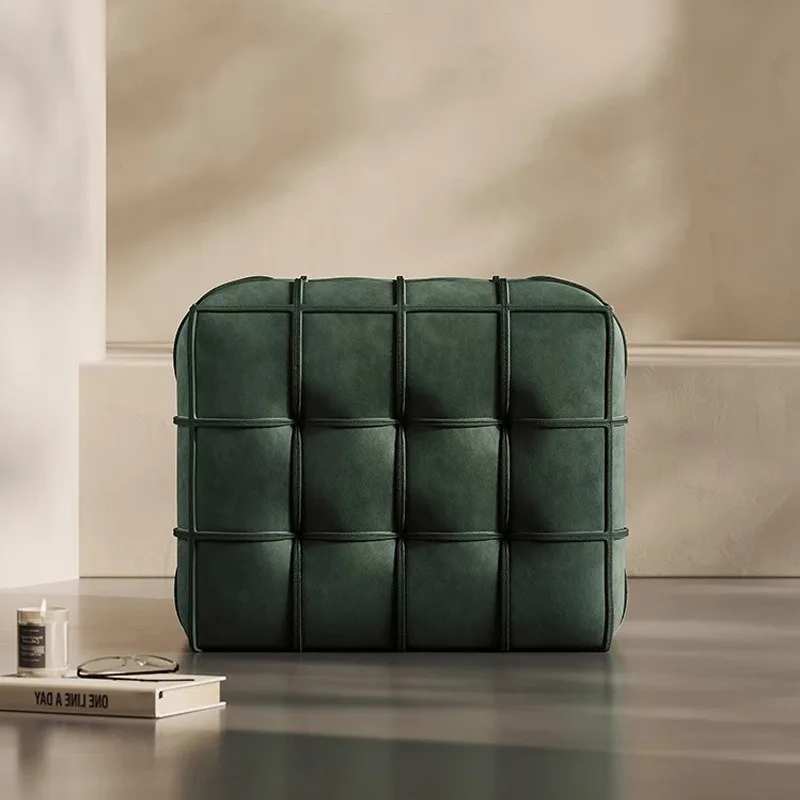 Leather sofa stool change shoes low stool rest Living room senior dressing room sitting