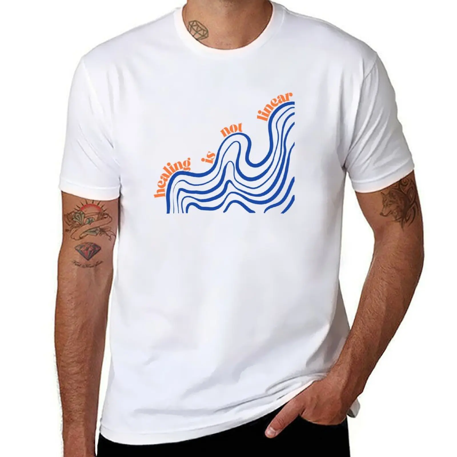 

Healing Is Not Linear Squiggles T-Shirt t shirts for man cotton funny cotton t shirts man 100% T-Shirt