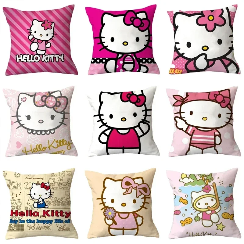 Sanrio Hello Kitty Toy Cushion Cover Pillowcase Kawaii Pillowcase Bedroom Sofa Decorative Gift for Girl