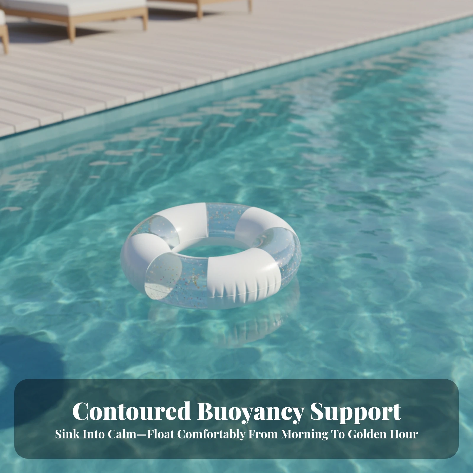 Inflatable Swim Float Transparent Inflatable Pool Tube Pool Flotation Device Float Lightweight Swimming Tube Easy-to-Inflate