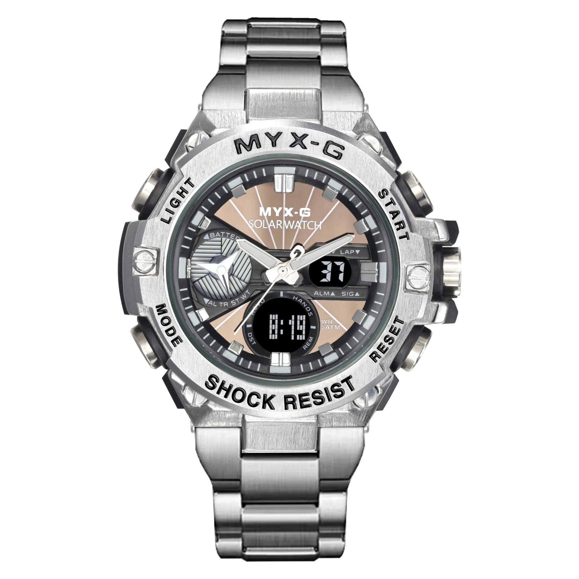 

New Men's Watch Business Solar Multifunctional Waterproof Luminous Student Electronic Watch Stainless Steel Business Watch