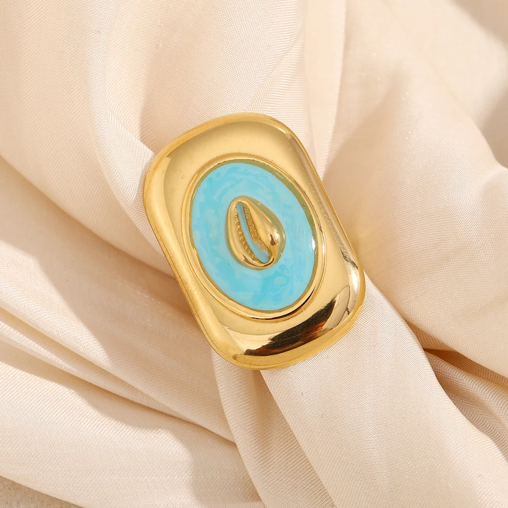 

Exaggerated Design Stainl Steel 8K Gold Plated Oil Drop Square Open Ring Faionable Accory for Women And Girls