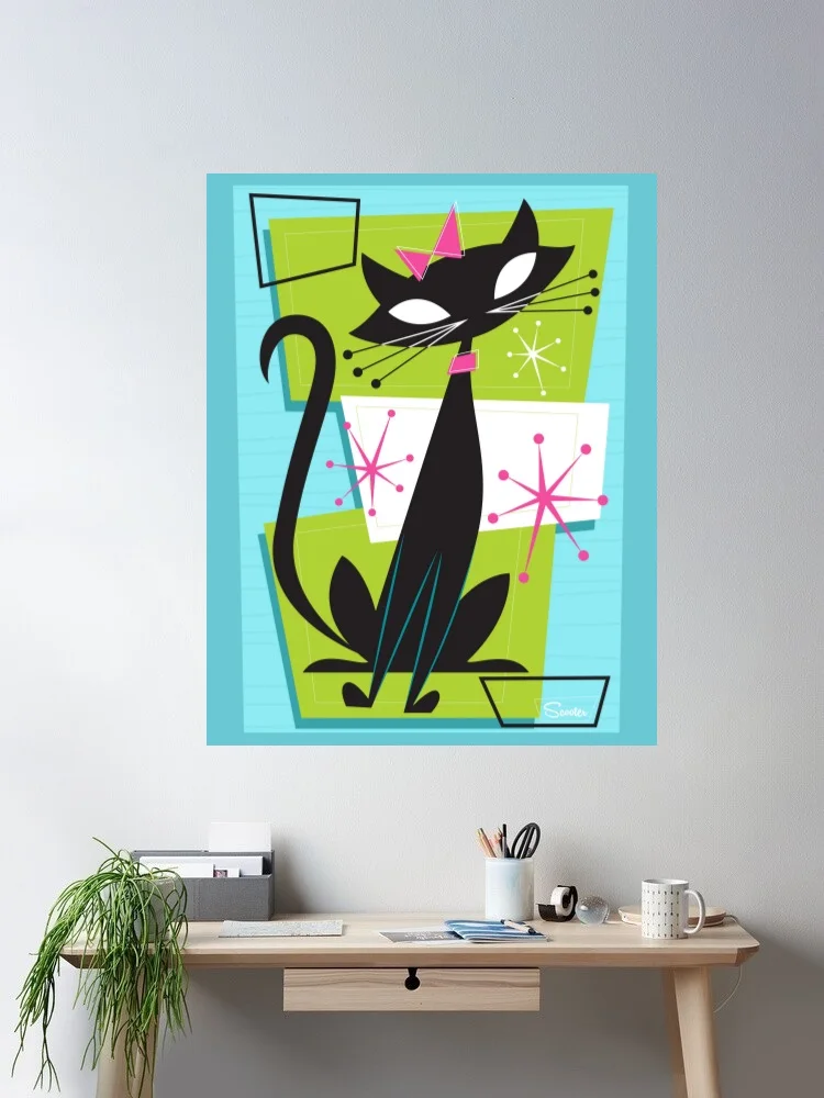 

Art Scooter Atomic Princess Cat Photo Canvas POSTER ,Home Decor Wall art painting