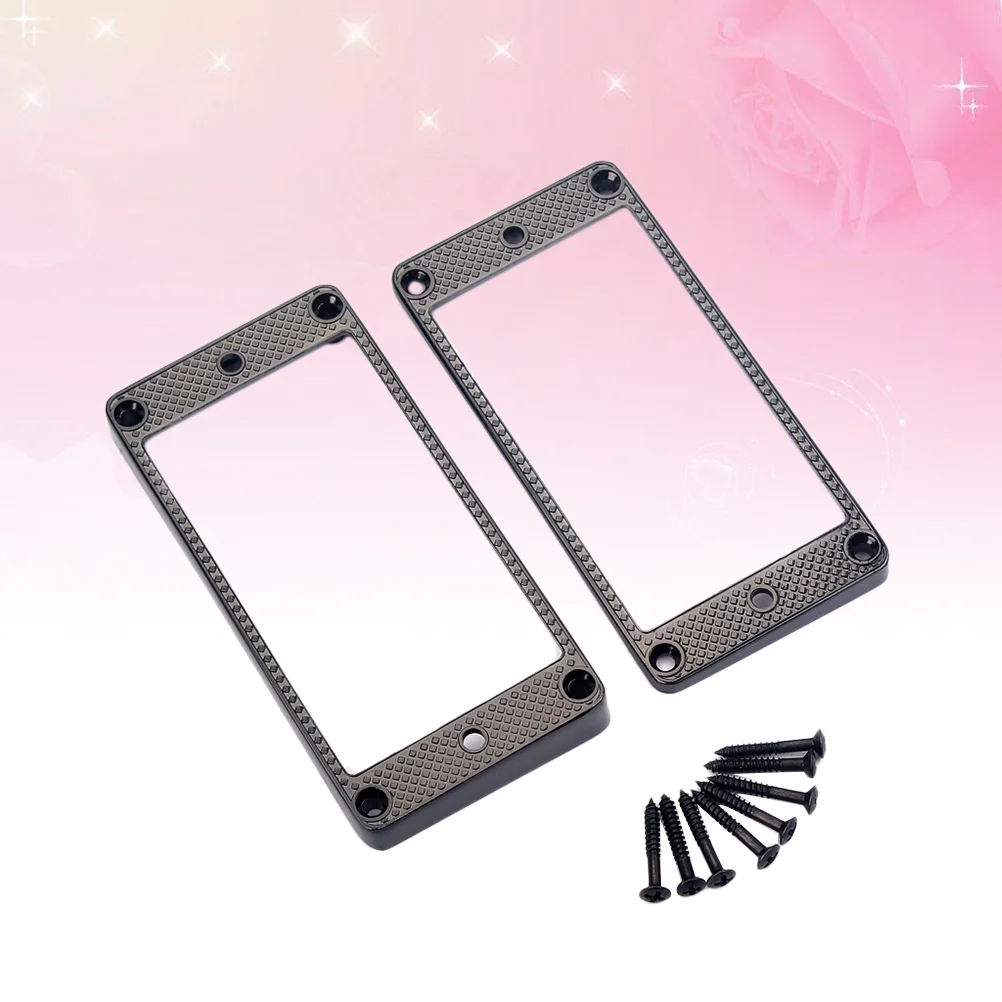 

2pcs Metal Electric Guitar Pickup Humbucker Flat Base Mounting Ring Frame Musical Instrument Accessory GB301E Black