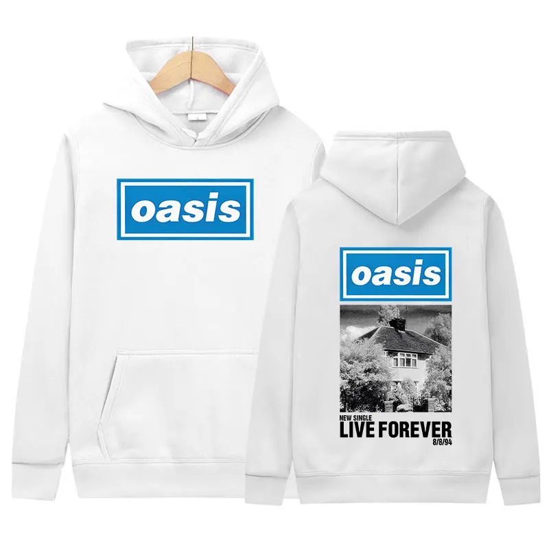 O-Oasis Live Forever Tour 2024 Hoodie British Band Hip Hop Album Pullover Sweatshirt Men Women Retro Oversized Hooded Streetwear