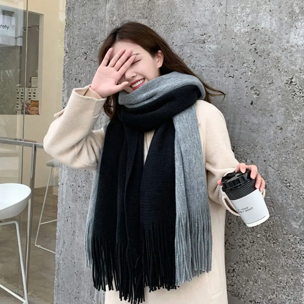 冬暖かい二色模造カシミヤスカーフロング快適な女性のショールラップ厚みのあるネックウォーマーラップ寒い天候