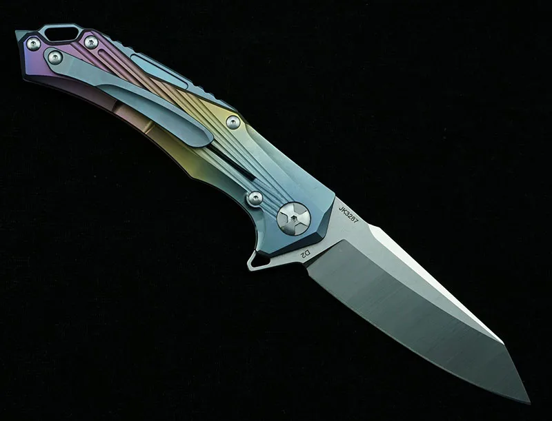 LEMIFSHE JK3287Ti-group lame de twiches, manche en alliage de titane, camping en plein air, chasse, cuisine, survie, poche, outil EDC, couteau pliant, nouveau
